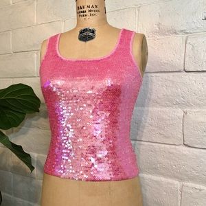 Flamingo pink sequins tank top by Acrobat 🦩